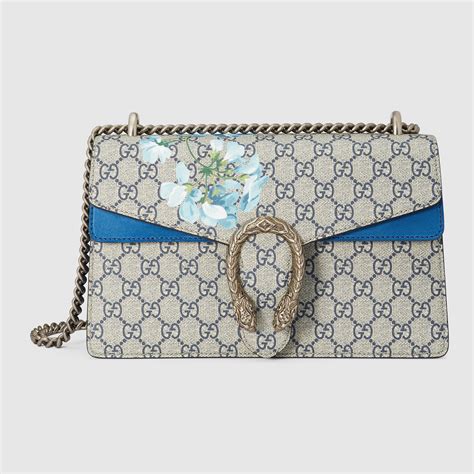 gucci dionysus blooms blue beige gg supreme shoulder bag handbag|gucci dionysus bag suede.